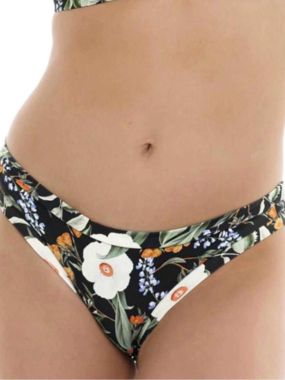 Body Glove Inflorescence Audrey Low-Rise Bikini Bottom Black Floral Size Large